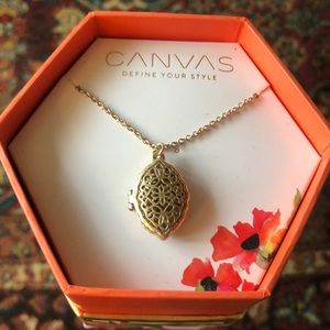 Filigree Necklace Locket 18” Chain by Canvas NIB